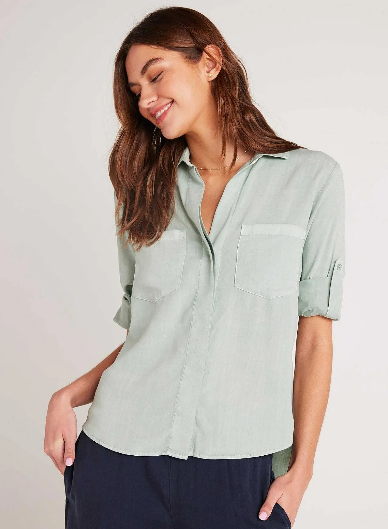 Split Achterkant Button Down - Oase Groen>Bella Dahl Sale