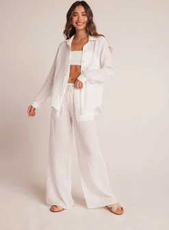 Strandbroek Met Wijde Pijpen En Zakken - Wit><noscript><img width=