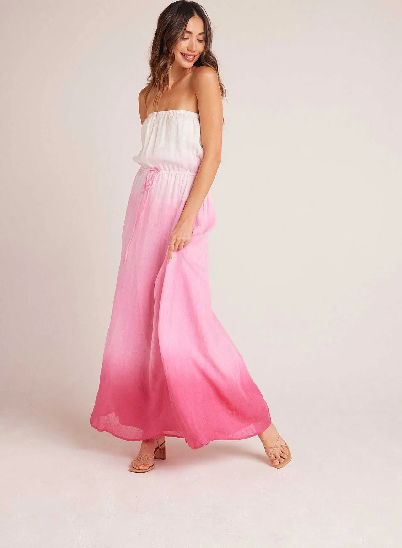 Strapless Linnen Maxi-Jurk - Roze Ombre-Kleurstof>Bella Dahl Sale