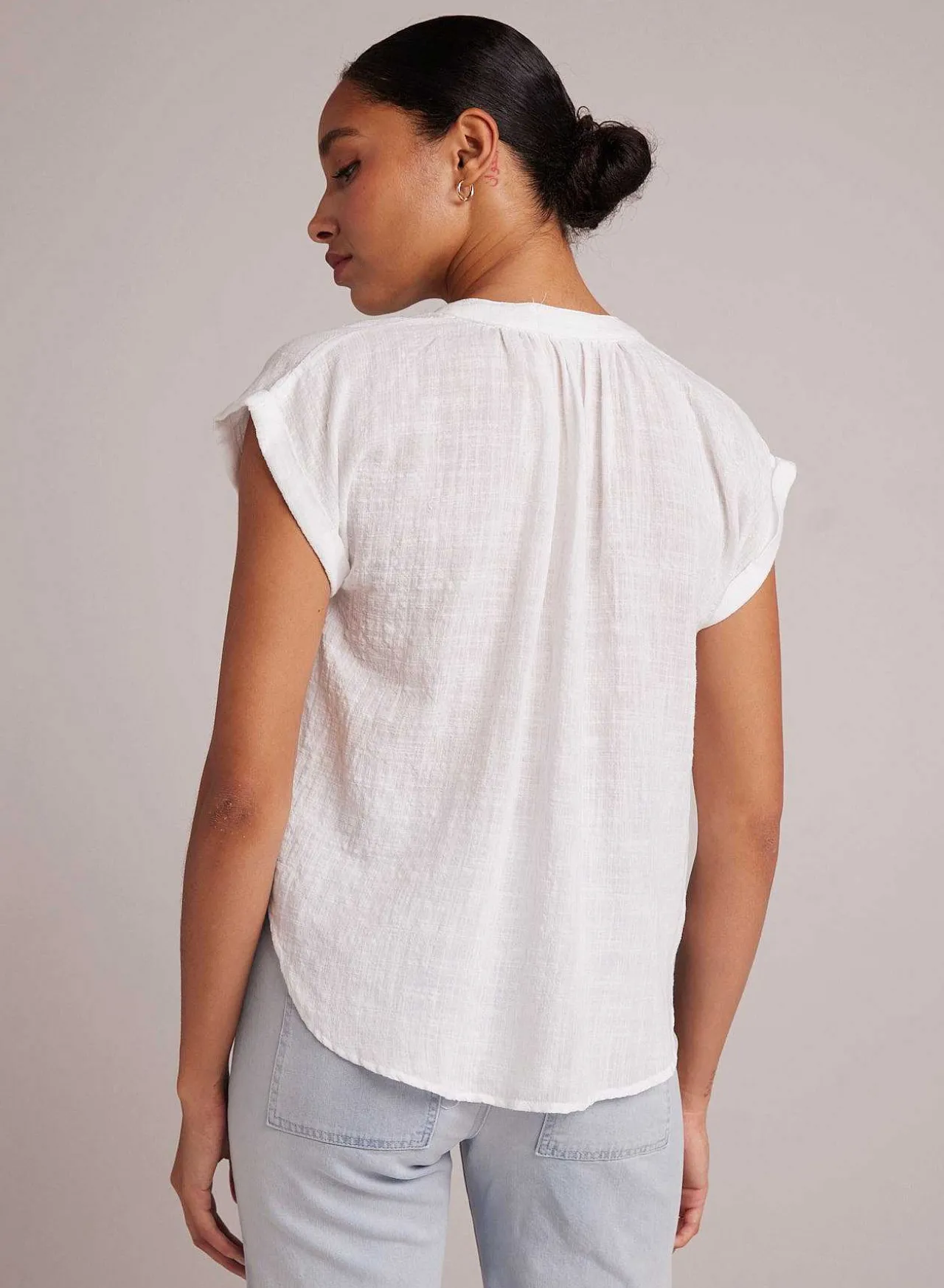 Top Met Korte Knoopsluiting En Kapmouwen - Wit>Bella Dahl Discount