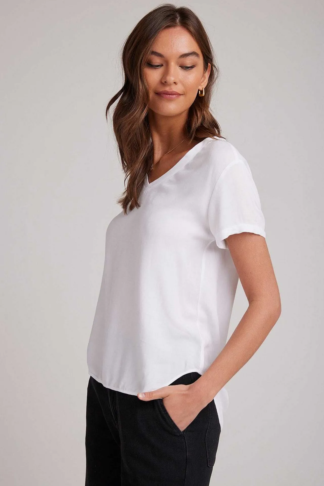 T-Shirt Met V-Hals - Wit>Bella Dahl Flash Sale