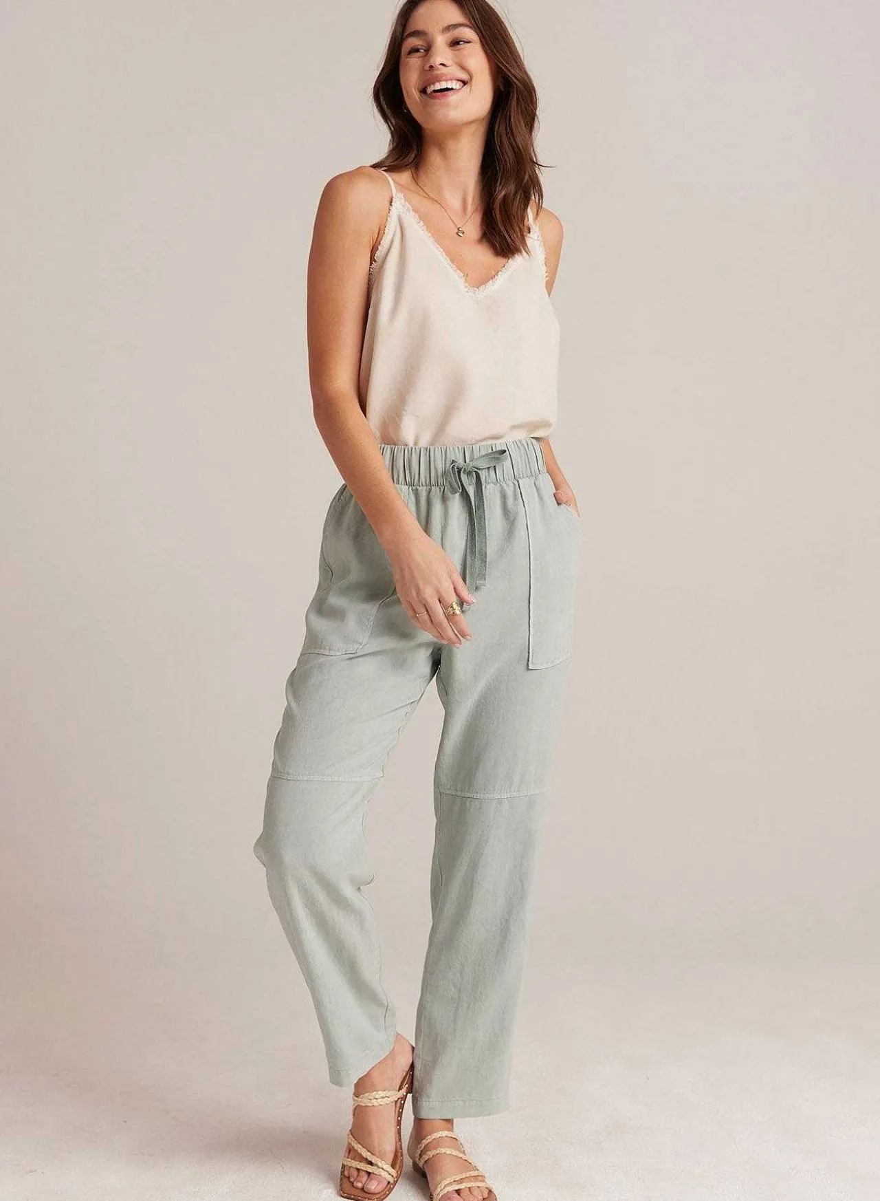 Utility Broek Met Strikceintuur - Oasis Green>Bella Dahl Fashion