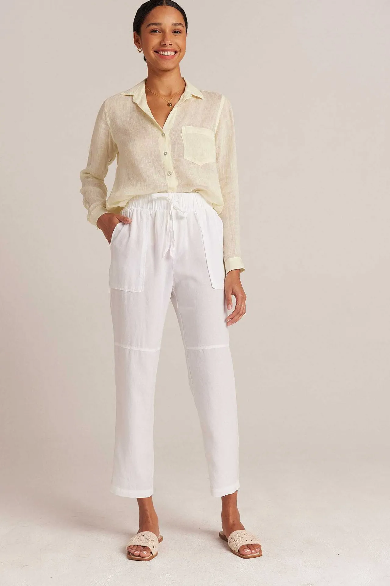 Utility Broek Met Strikceintuur - Wit>Bella Dahl Sale