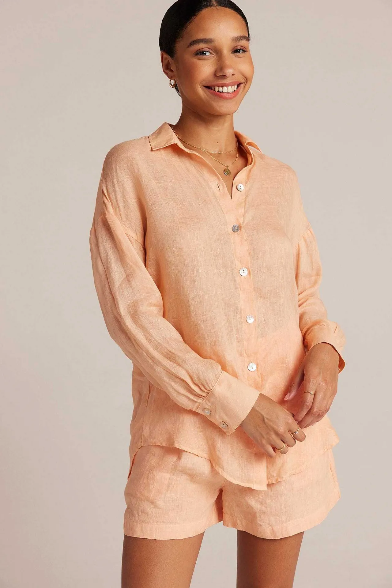 Vriendje Button Down - Peach Parker>Bella Dahl Best Sale